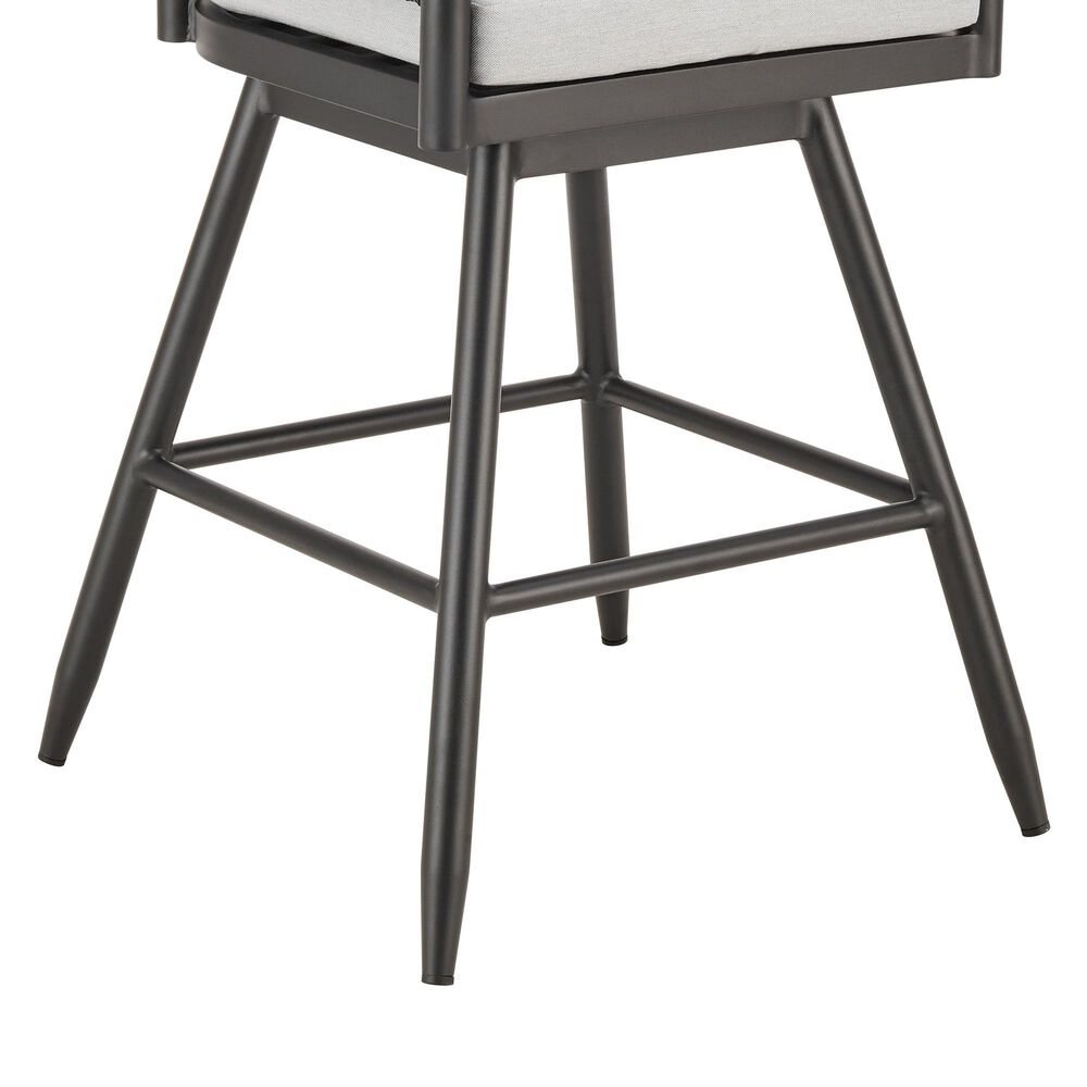 Blue River Alegria Patio Swivel Counter Height Bar Stool with Light Gray Cushion in Black, , large
