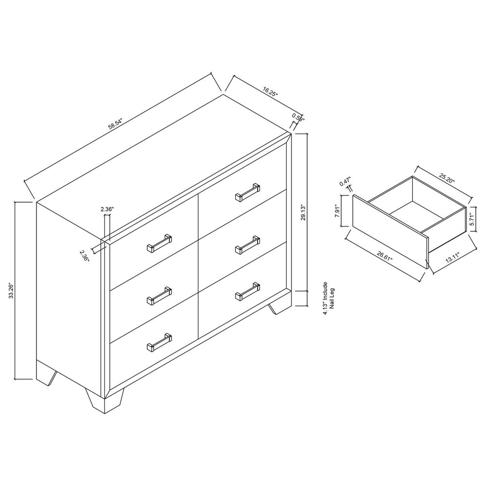 Global Furniture USA Luccia 6-Drawer LUCCIA Dresser in White, , large