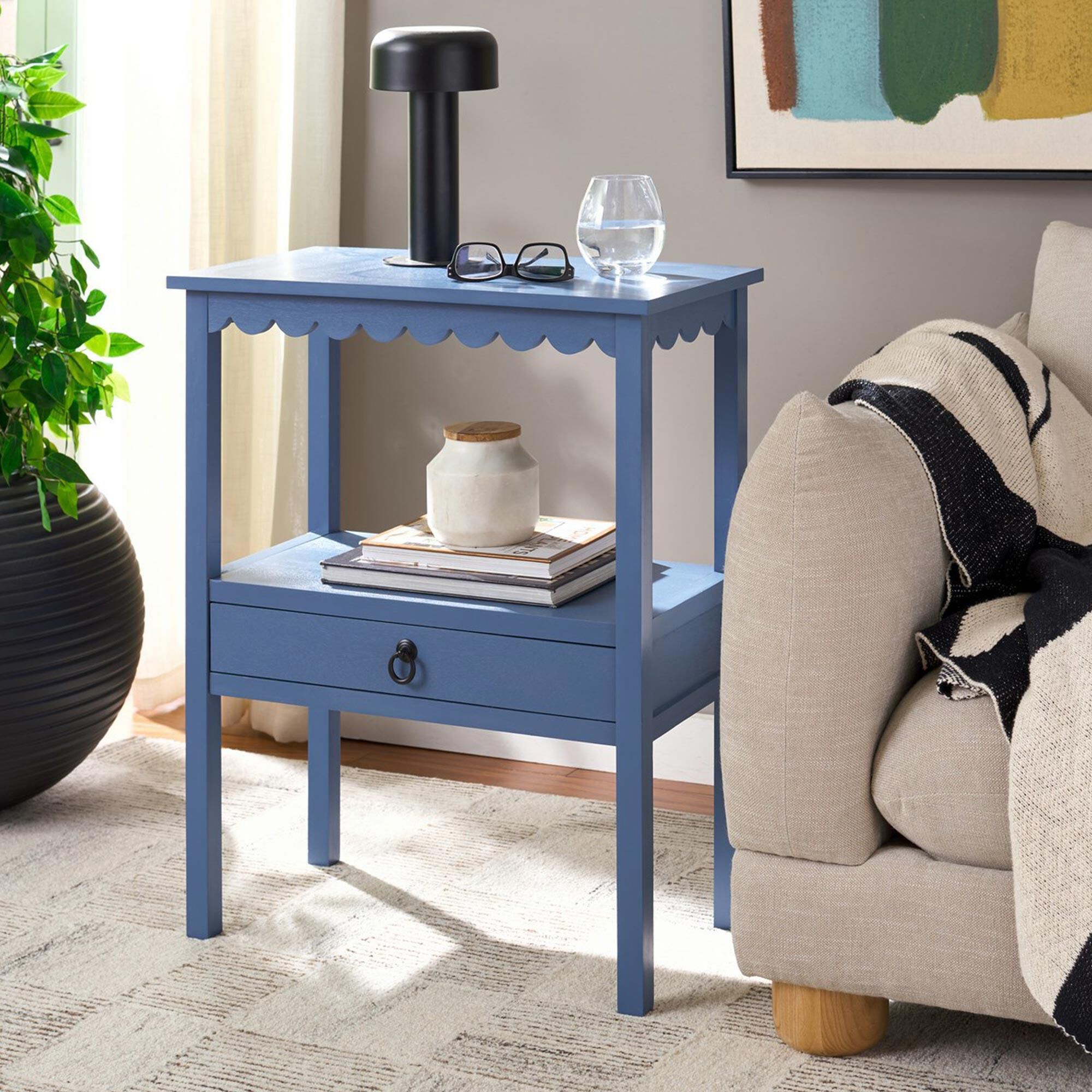 Safavieh Haven Low Drawer End Table in Blue