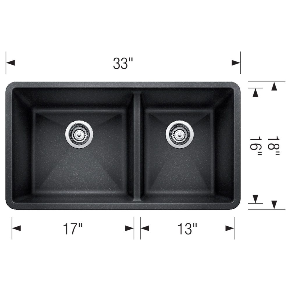 Blanco Precis 1-3/4 Double Bowl Kitchen Sink in Volcano Gray, , large
