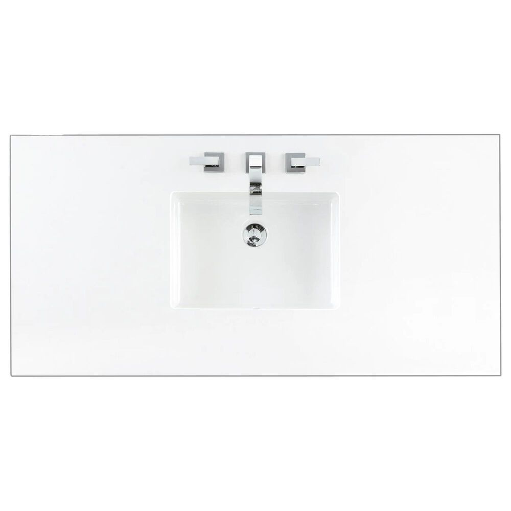 James Martin Vanities Brittany 48" Single Bathroom Vanity in Smokey Celadon with 3 cm White Zeus Quartz Top and Rectangular Sink, , large