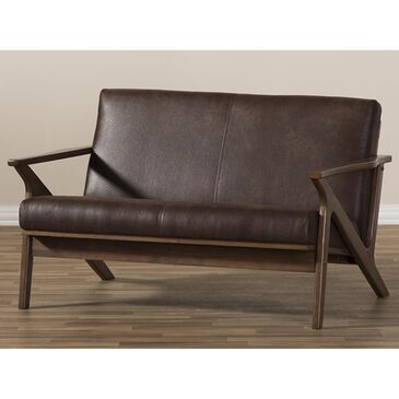 Baxton Studio Bianca 2-Seater Loveseat in Dark Brown, , large