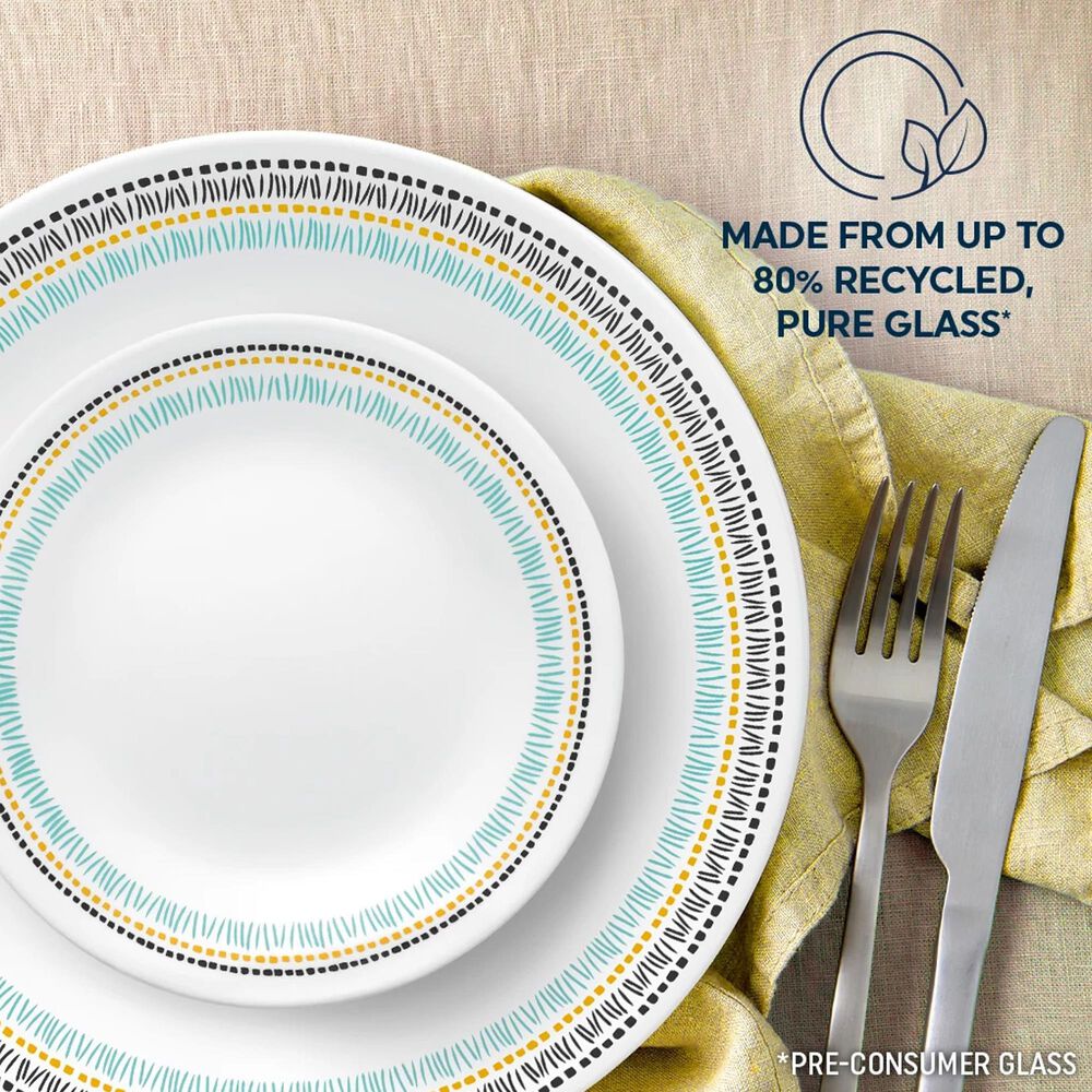 Corelle Paloma 16-Piece Dinnerware Set in White, Black, Aqua and Gold, , large