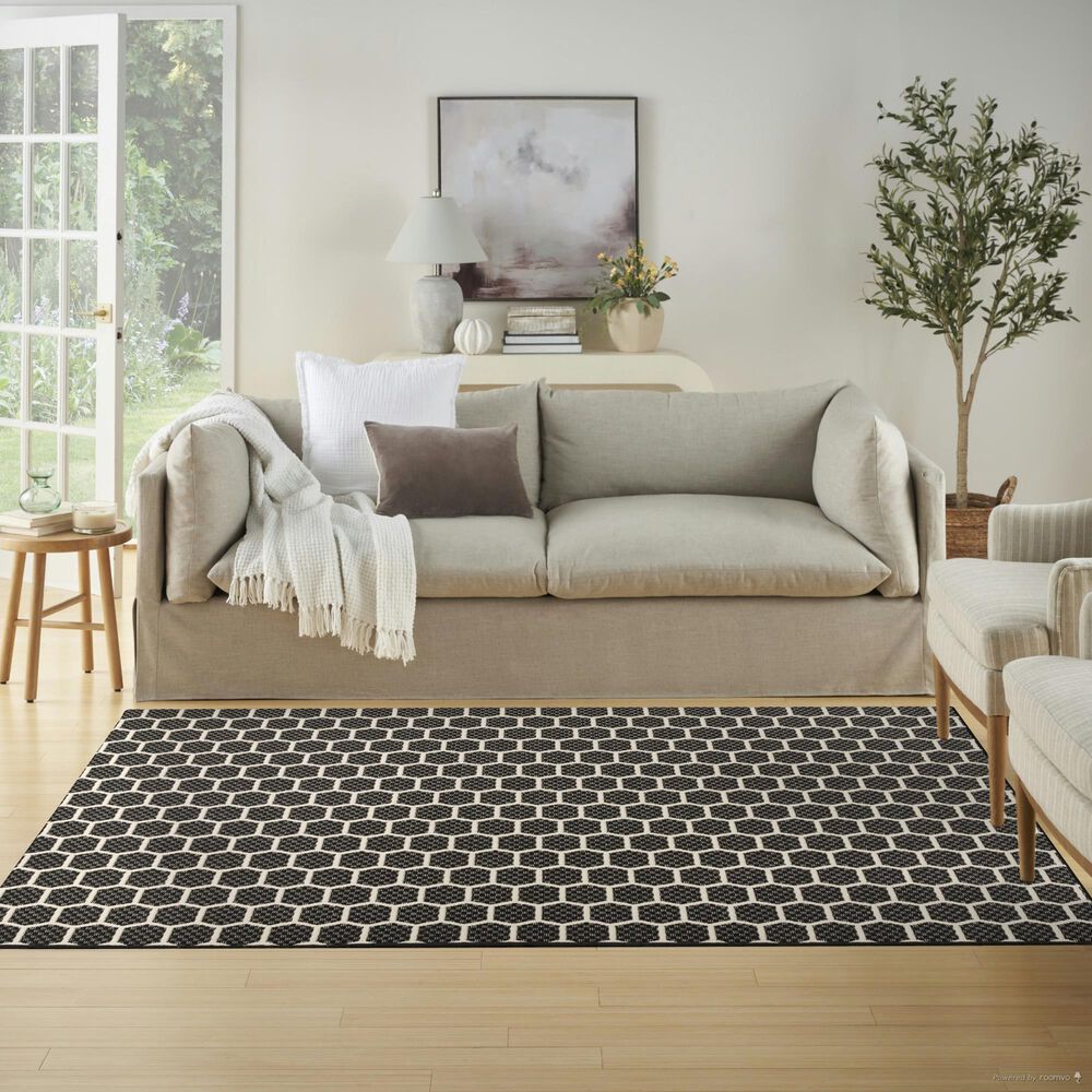Nourison Twist Reversible 5&#39; x 7&#39; Black Indoor/Outdoor Area Rug, , large