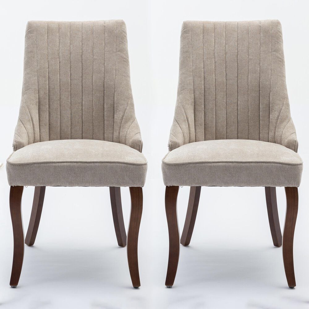 Hearth and Haven Rayon Side Chair with Beige Cushion in Light Brown (Set of 2), , large