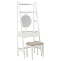 Linden Boulevard Leaning Vanity with Stool in White