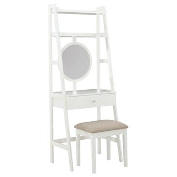 Linden Boulevard Leaning Vanity with Stool in White, , large