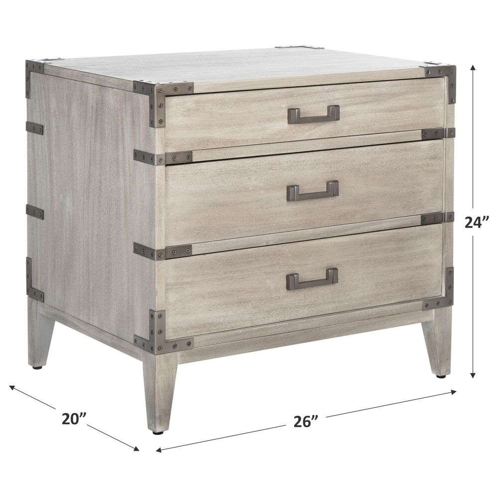 Safavieh Perri 3 Drawer Nightstand in Light Gray, , large