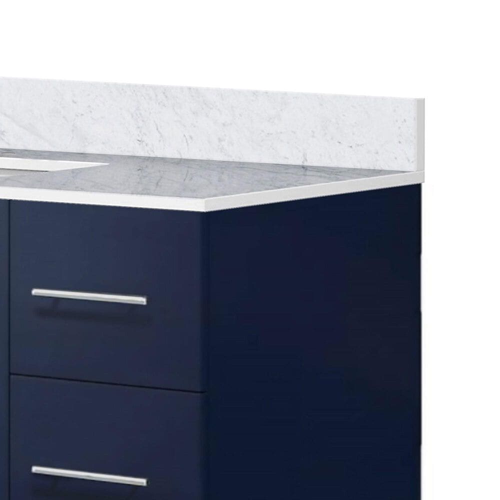 Lexora Home Geneva 48&quot; Single Bathroom Vanity in Glossy White with 2 cm White Carrara Marble Top, Rectangular Sink and 48&quot; LED Mirror, , large