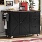 HOMLUX 55" Farmhouse Kitchen Island with Power Outlet in Black, , large
