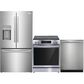 Frigidaire Gallery 3 Piece Kitchen Package with 27.8 Cu. Ft. French Door Refrigerator, 30" Front Control Electric Range with Total Convection, and Built-In Bar Handle Dishwasher with CleanBoost in Stainless Steel, , large