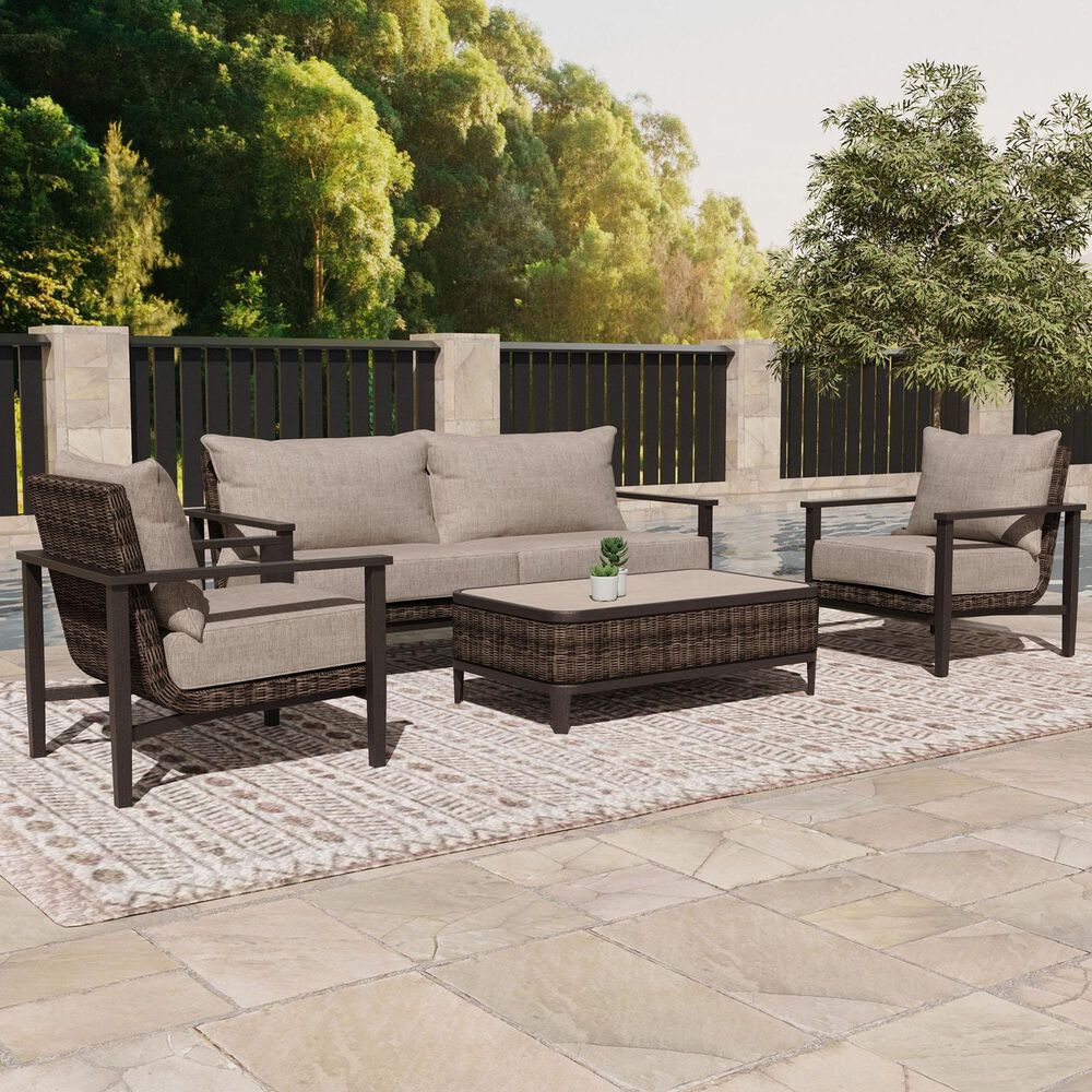 Sunvilla Cleo Patio Sofa in Bourbon and Iven Shell, , large