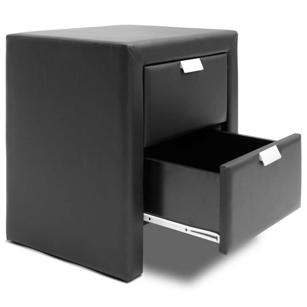 Baxton Studio Frey 2-Drawer Nightstand in Black, , large