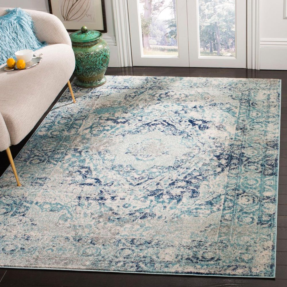 Safavieh Madison MAD152M 5'3" x 7'6" Ivory and Blue Area Rug, , large
