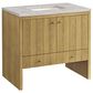 James Martin Vanities Hudson 36" Single Bathroom Vanity in Light Natural Oak with 3 cm Victorian Silver Quartz Top and Rectangular Sink, , large