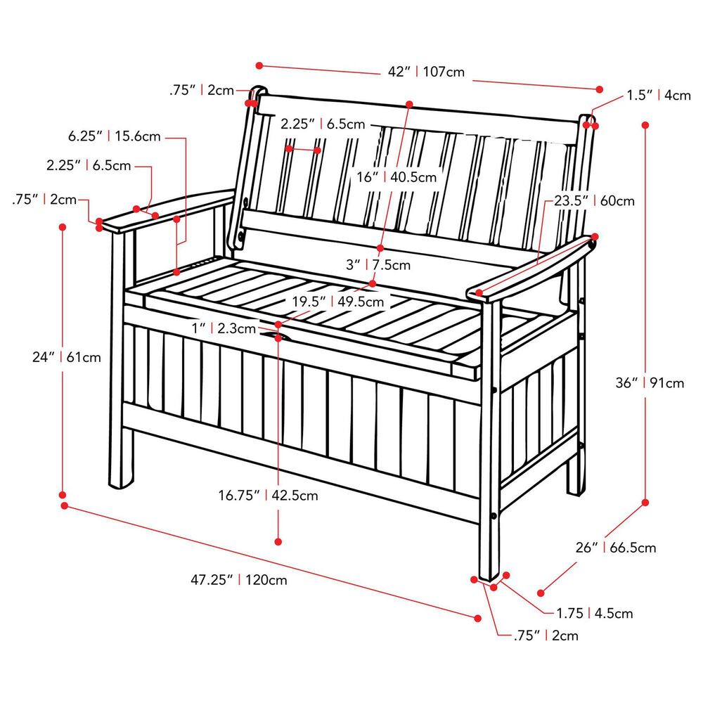 CorLiving Miramar Patio Storage Bench in Brown, , large