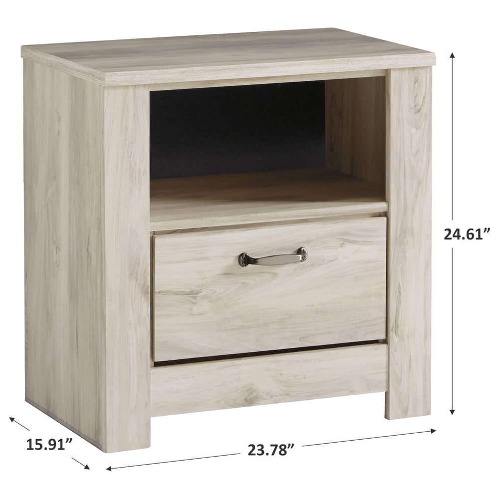 Ashley Bellaby 1 Drawer Nightstand in Whitewash, , large