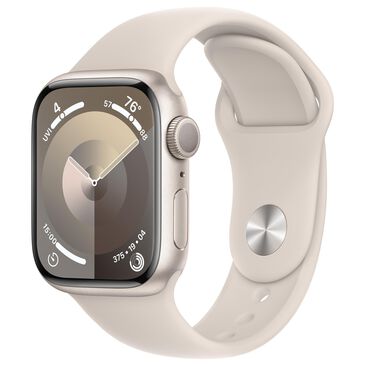 Apple Watch Series 9 GPS 41mm Starlight Aluminum Case with Starlight Sport Band - S/M, , large