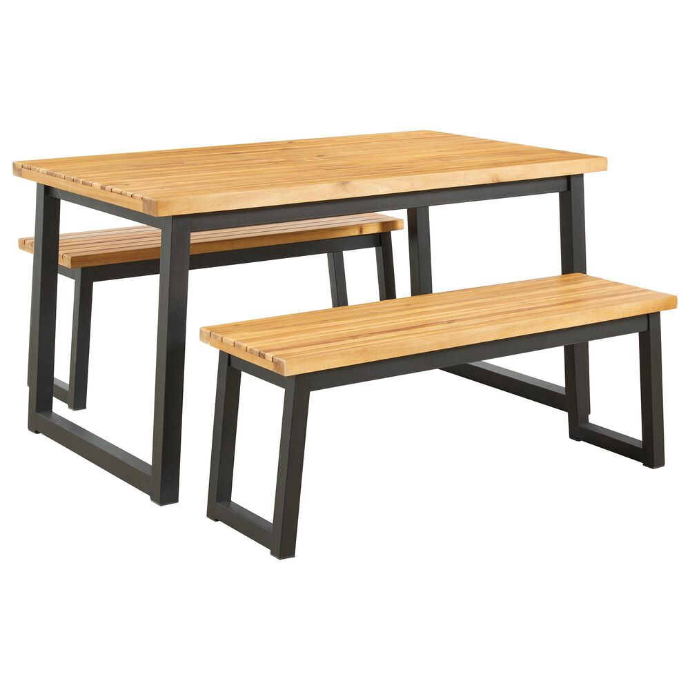 Signature Design by Ashley Town Wood 3-Piece Dining Table Set in Brown and Black, , large