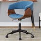 Lumisource Vintage Mod Office Chair with Blue Cushion in Walnut and Black, , large