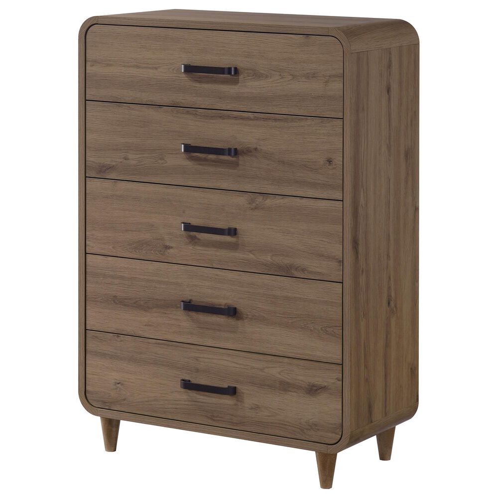 Crown Mark Nyomi 5 Piece Queen Panel Bedroom Set in Light Brown, , large