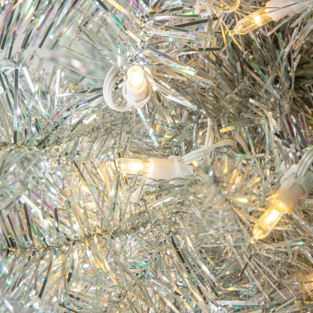 The Gerson Company 4&#39; Pre-Lit Tuscany Tinsel Christmas Tree in Silver, , large
