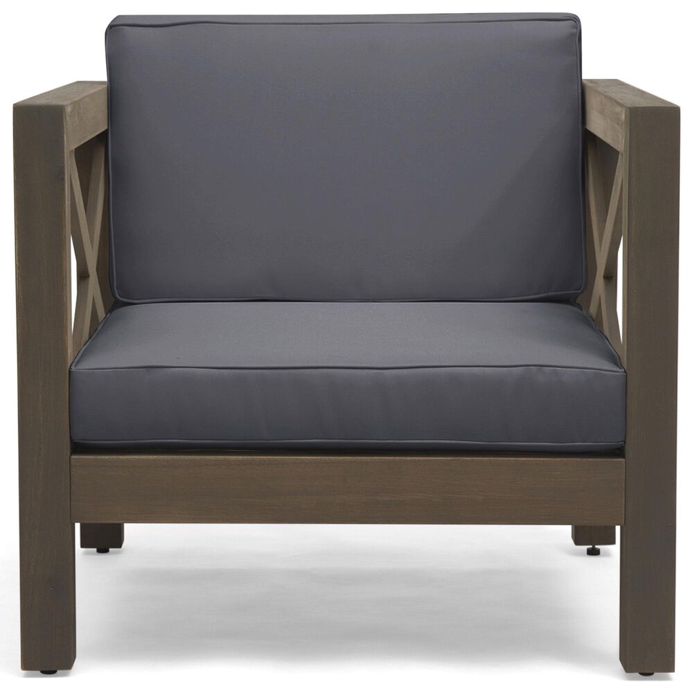Hearth and Haven Brava Outdoor Club Chair with Dark Gray Cushion in Grey, , large