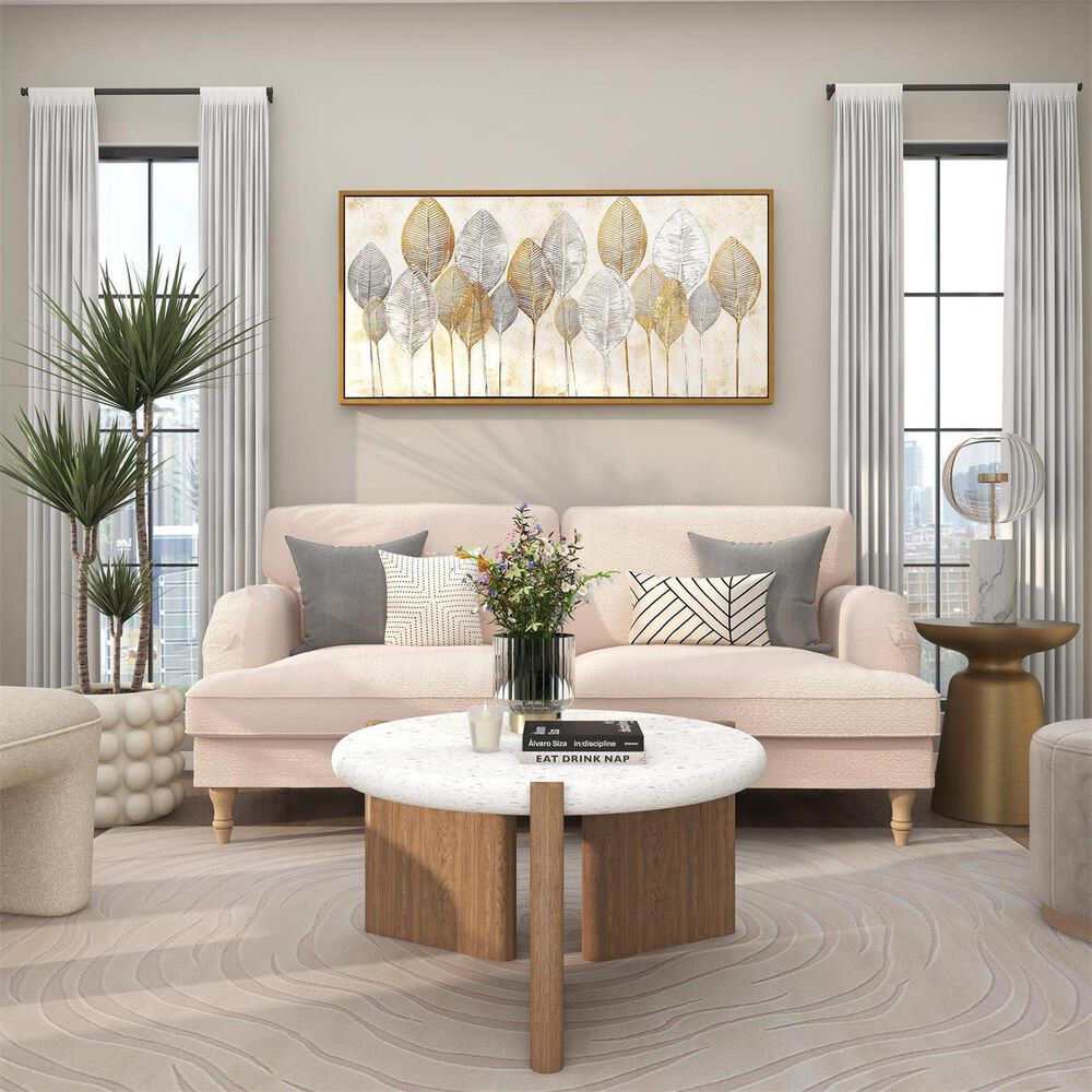 Maple and Jade 27&quot; x 55&quot; Framed Wall Art in Gold, Silver and White, , large