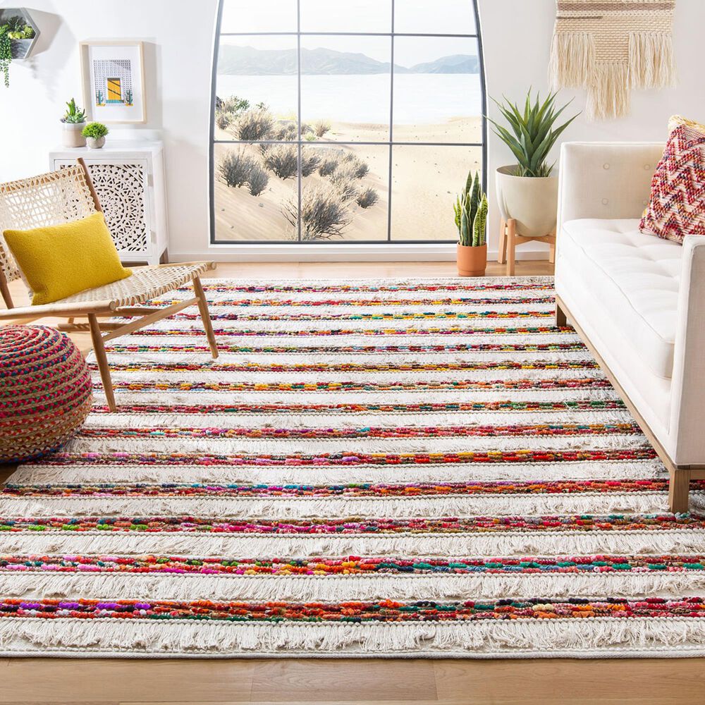 Safavieh Natura NAT654A 8&#39; x 10&#39; Ivory and Red Area Rug, , large
