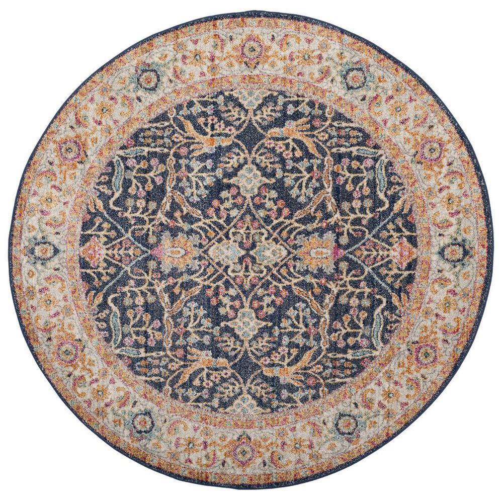 Safavieh Madison MAD612D 5" Round Navy and Creme Area Rug, , large