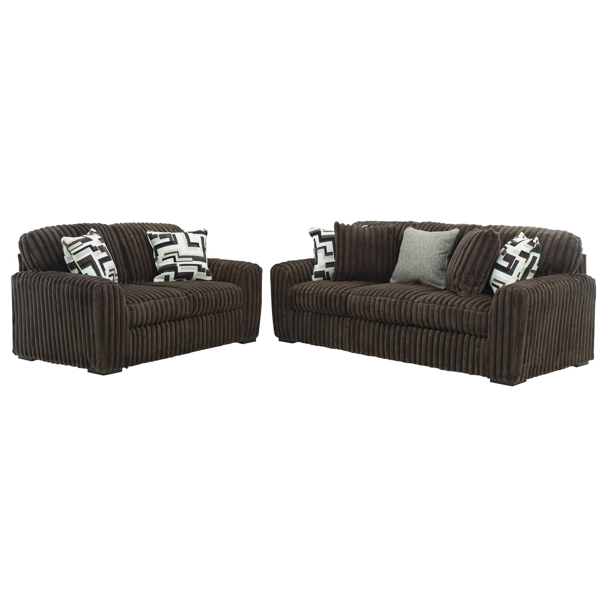 Ashley Midnight-Madness Stationary Sofa in Chocolate