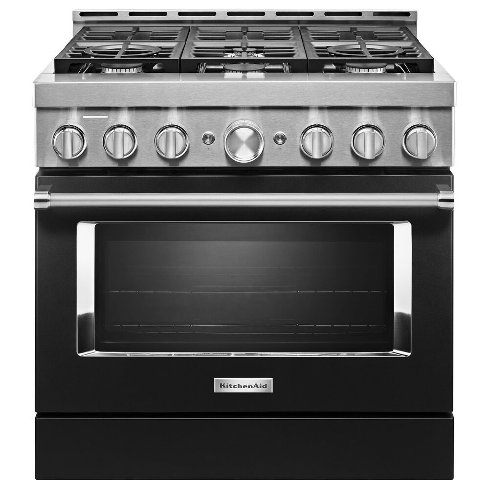 KitchenAid 36" Slide-In Gas True Convection Range with Self-Cleaning in Imperial Black, , large