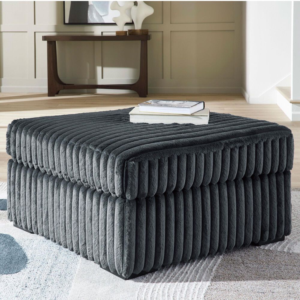 Ashley Midnight-Madness Oversized Ottoman in Gunmetal, , large
