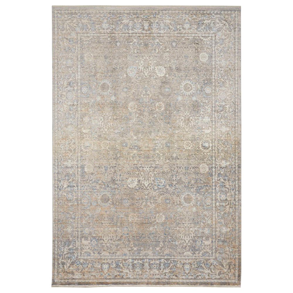 Nourison Lustrous Weave LUW01 3"10" x 5"10" Ivory and Blue Area Rug, , large