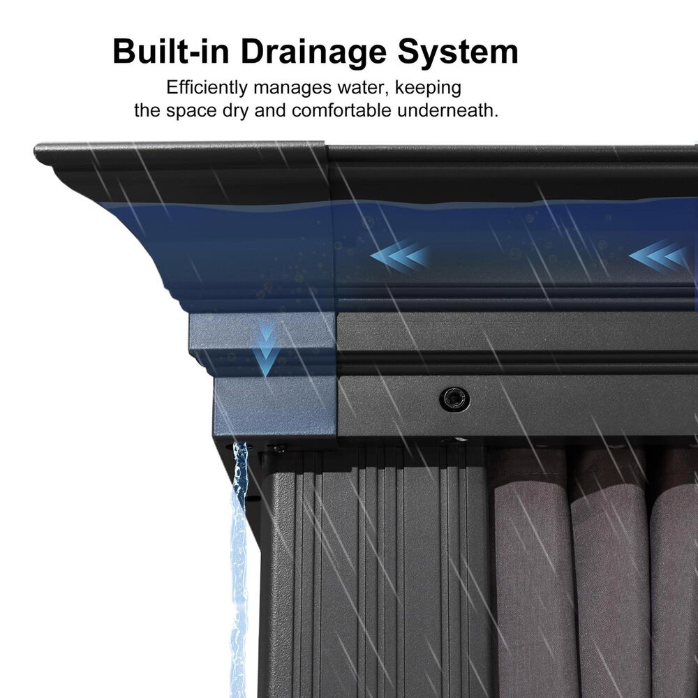 HOMLUX 15-ft x 13-ft Permanent Gazebo in Gray  with Hardtop Roof (Screen Included), , large