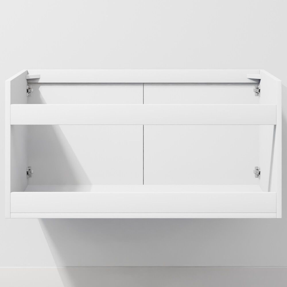 Lexora Home Geneva 36" Single Bathroom Vanity in Glossy White with 2 cm White Carrara Marble Top and Rectangular Sink, , large