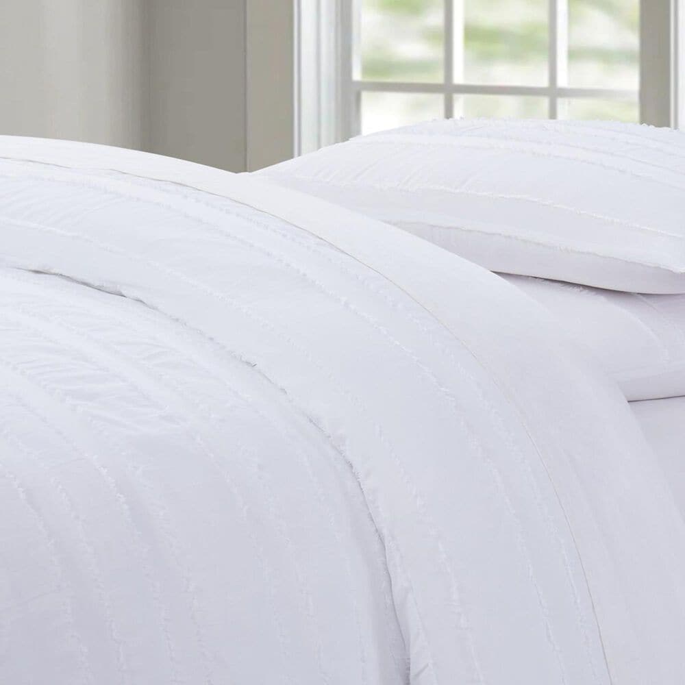 Pem America Brooklyn Loom Carlisle Stripe 3-Piece King Duvet Cover Set in White, , large