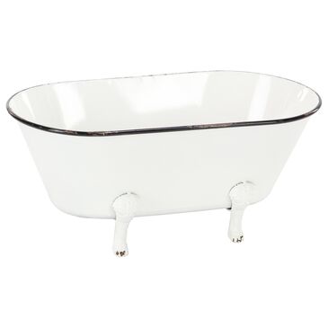 Maple and Jade Farmhouse Bathtub Planter in White, , large
