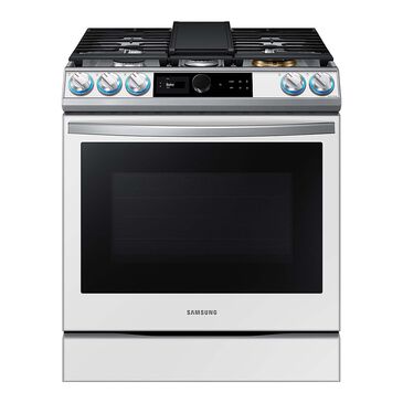 Samsung Bespoke Smart Slide-in Gas Range 6.0 cu. ft. w/ Smart Dial, Air Fry & Wi-Fi in White Glass, , large