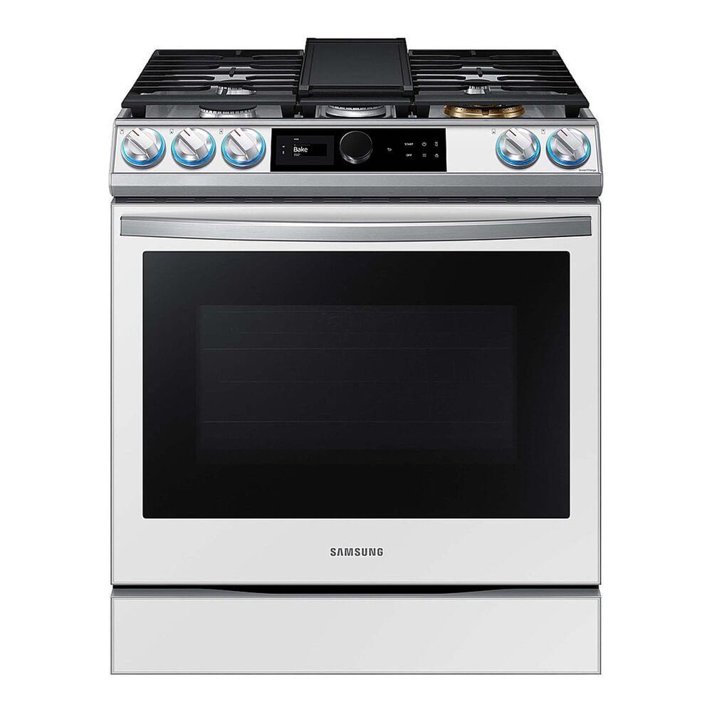 Samsung Bespoke Smart Slide-in Gas Range 6.0 cu. ft. w/ Smart Dial, Air Fry & Wi-Fi in White Glass, , large