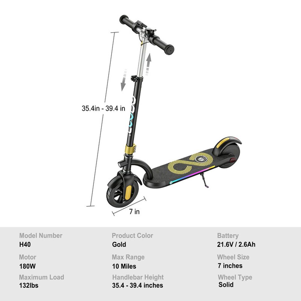 HOMLUX Kids Electric Scooter with 7" Tires in Gold, , large