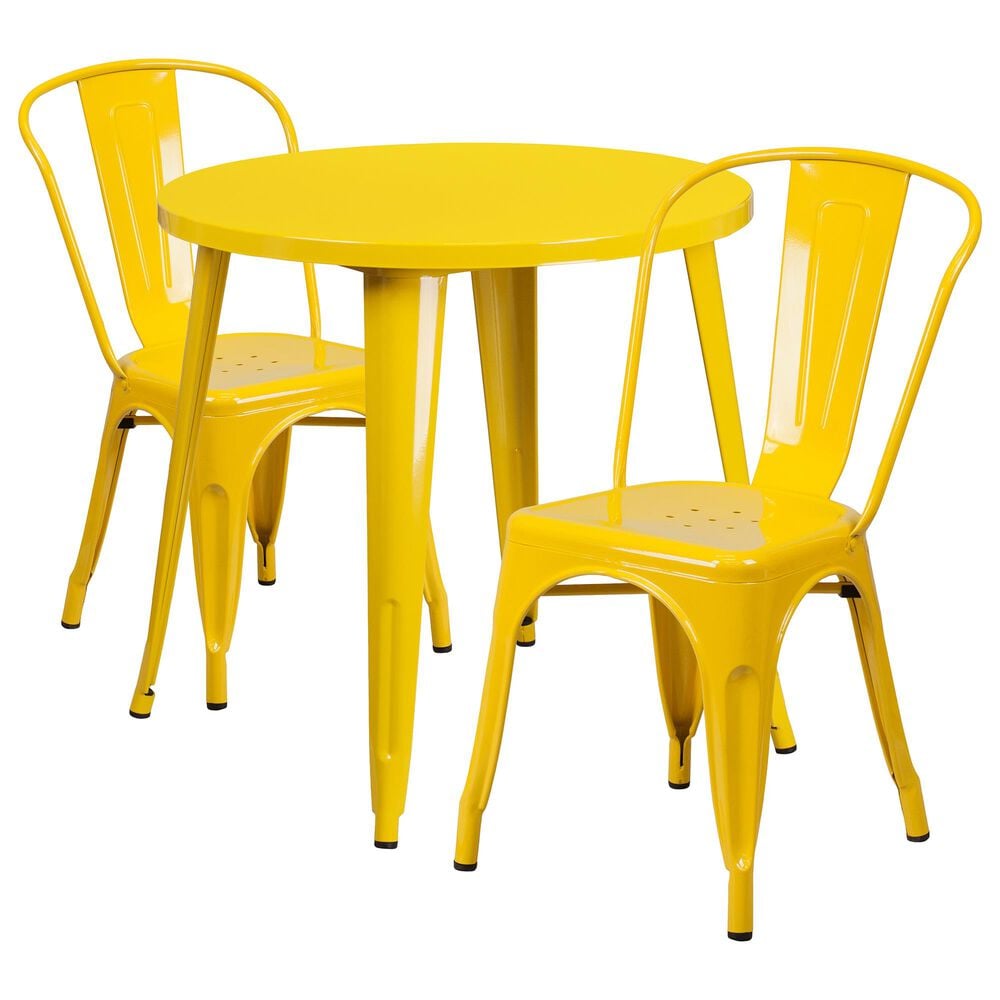 Flash Furniture 3-Piece Round Metal Table Set in Yellow, , large