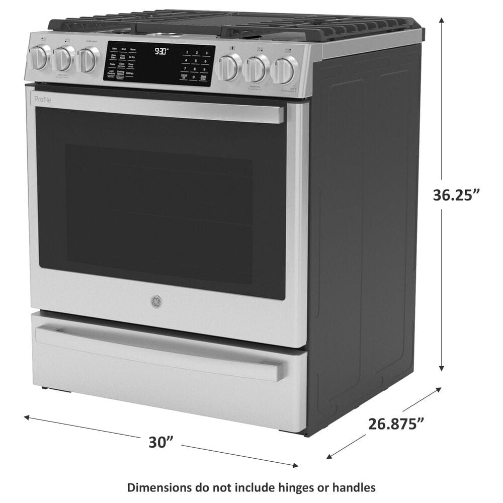 GE Profile 30&quot; Dual Fuel Slide-In Front-Control Range in Fingerprint Resistant Stainless Steel, , large