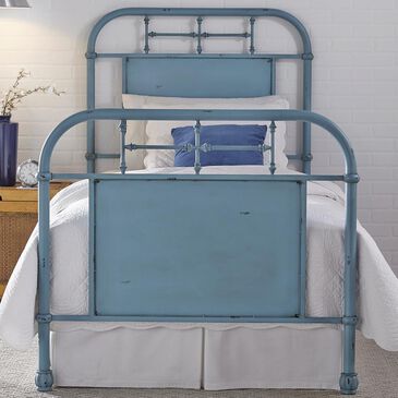 Belle Furnishings Vintage Twin Metal Bed in Blue, , large