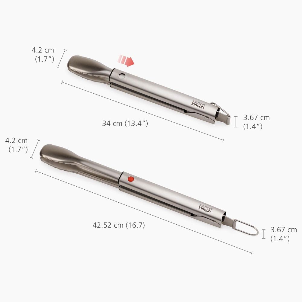 Joseph Joseph GrillOut 3-Piece BBQ Turner Tongs and Fork Set in Stainless Steel, , large