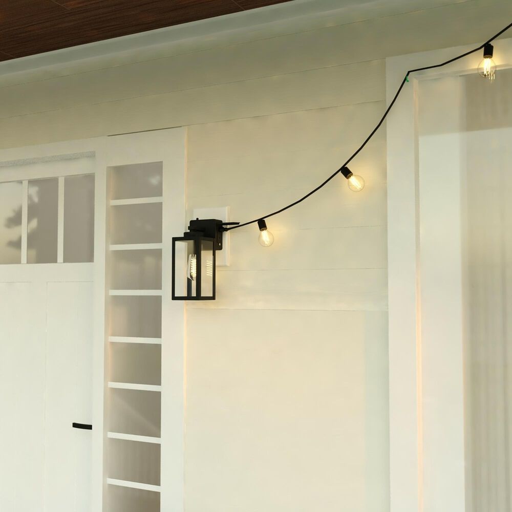 Vaxcel International Co. Ltd. Lombard 1-Light Outdoor Wall Light with GFCI Outlet in Textured Black, , large