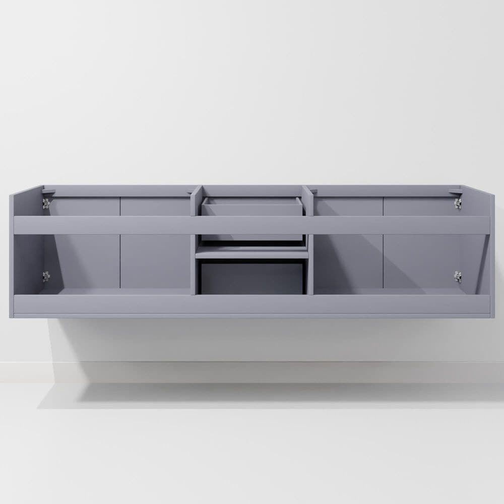 Lexora Home Geneva 72" Double Bathroom Vanity in Dark Grey with 2 cm White Quartz Top and Rectangular Sinks, , large