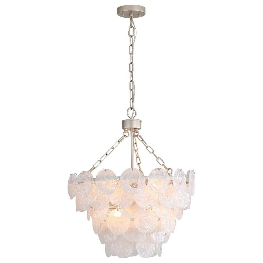 Golden Lighting Cascada 3-Tier 8-Light Pendant with Cirrus Cloud Glass Shade in Aegean Silver, , large