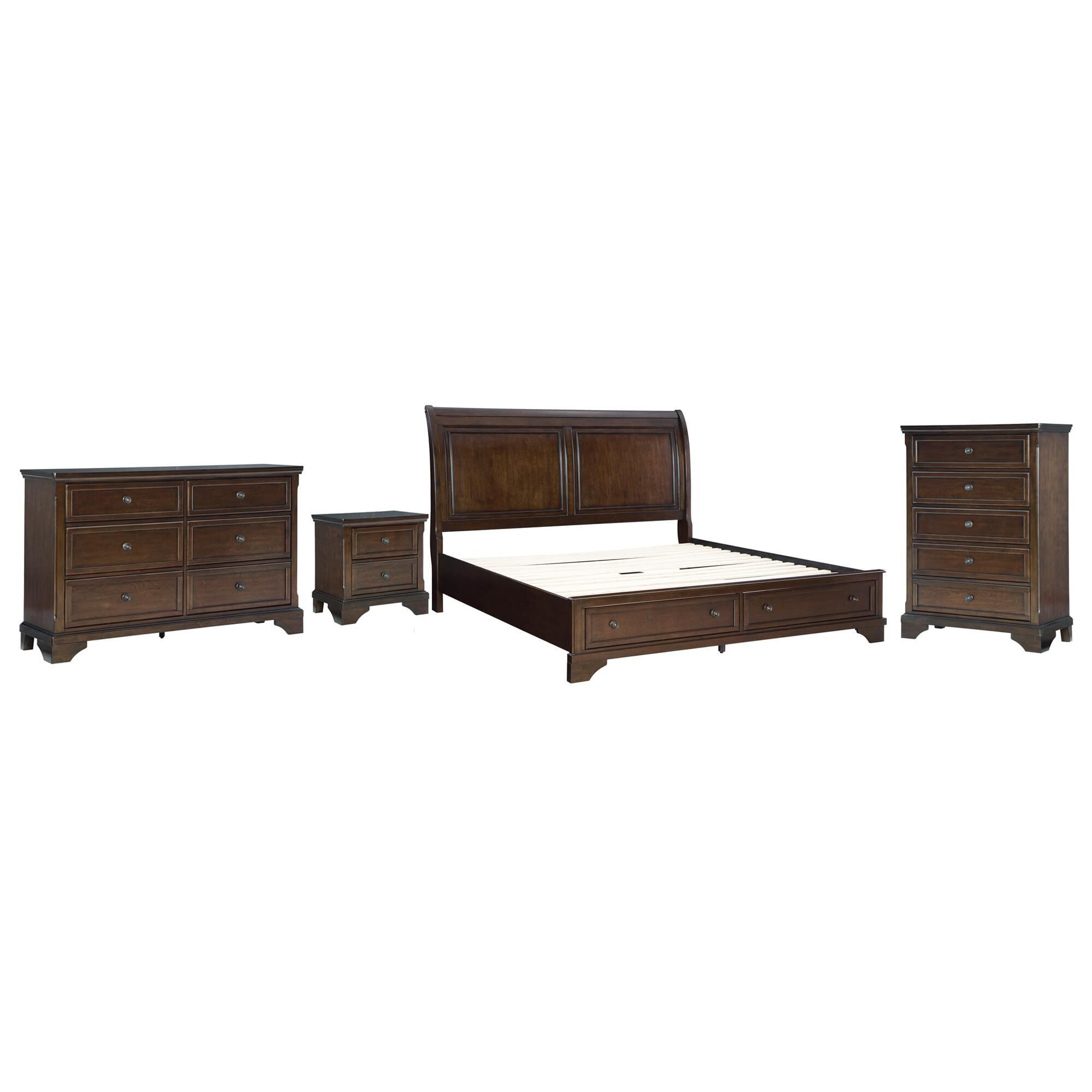 Ashley Trellington 4-Piece King Bedroom Set in Warm Brown Cherry