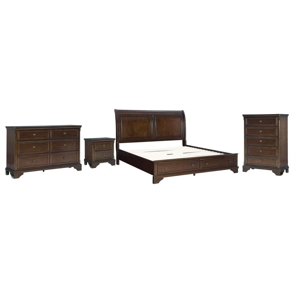 Ashley Trellington 4-Piece King Bedroom Set in Warm Brown Cherry, , large